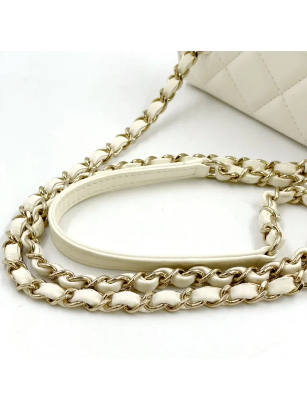 Chanel Quilted Small Box Random Lambskin White Chain Shoulder Bag Gold